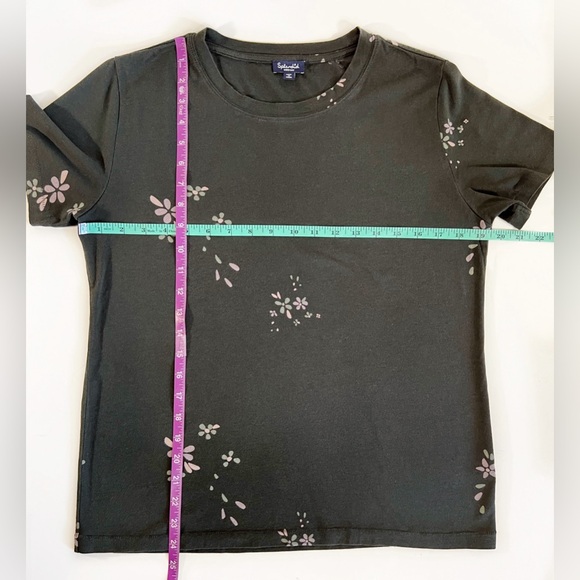 Splendid grey with pink floral print short sleeve T-shirt women’s size Medium - Picture 3 of 8